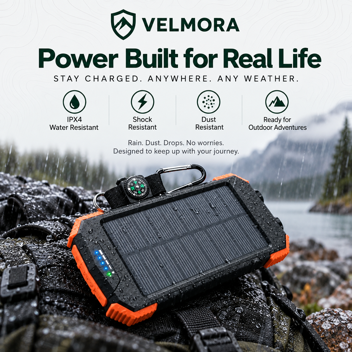 VELMORA™ Emergency Solar Power Bank