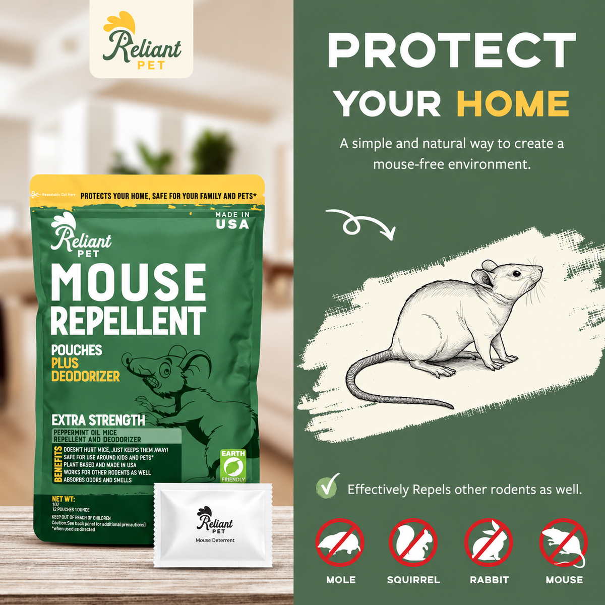 Plant-Based Peppermint & Cinnamon Rodent Repellent · Indoor & Outdoor