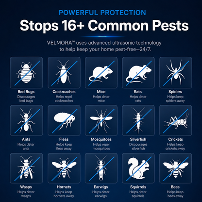 VELMORA™ Ultrasonic Pest Repeller – Helps Deter 14+ Common Household Pests