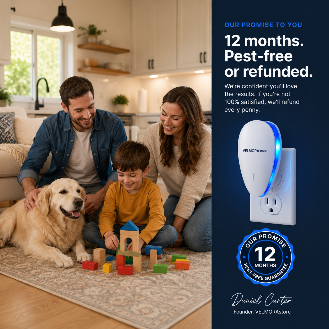 VELMORA™ Ultrasonic Pest Repeller – Helps Deter 14+ Common Household Pests