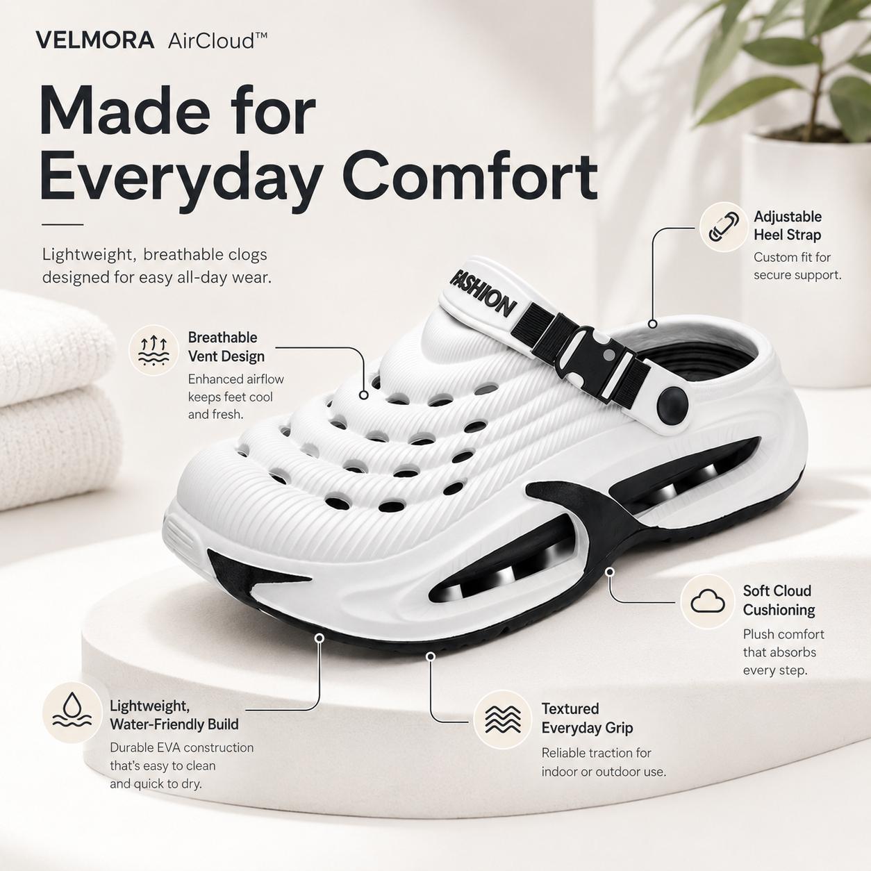 VELMORA AirCloud™ Comfort Clogs