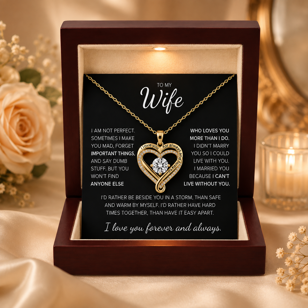 To My Wife — Forever & Always Heart Necklace