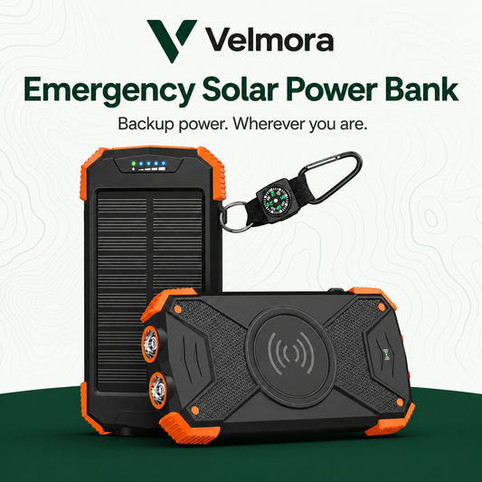 VELMORA™ Emergency Solar Power Bank