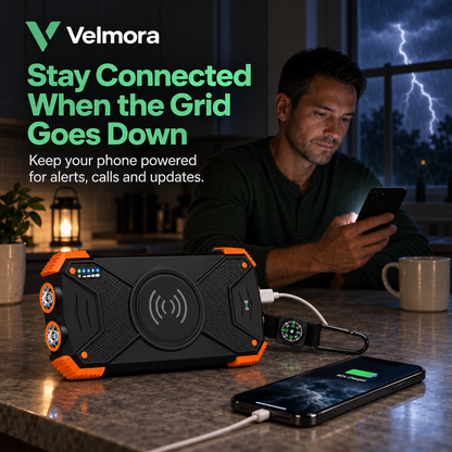 VELMORA™ Emergency Solar Power Bank