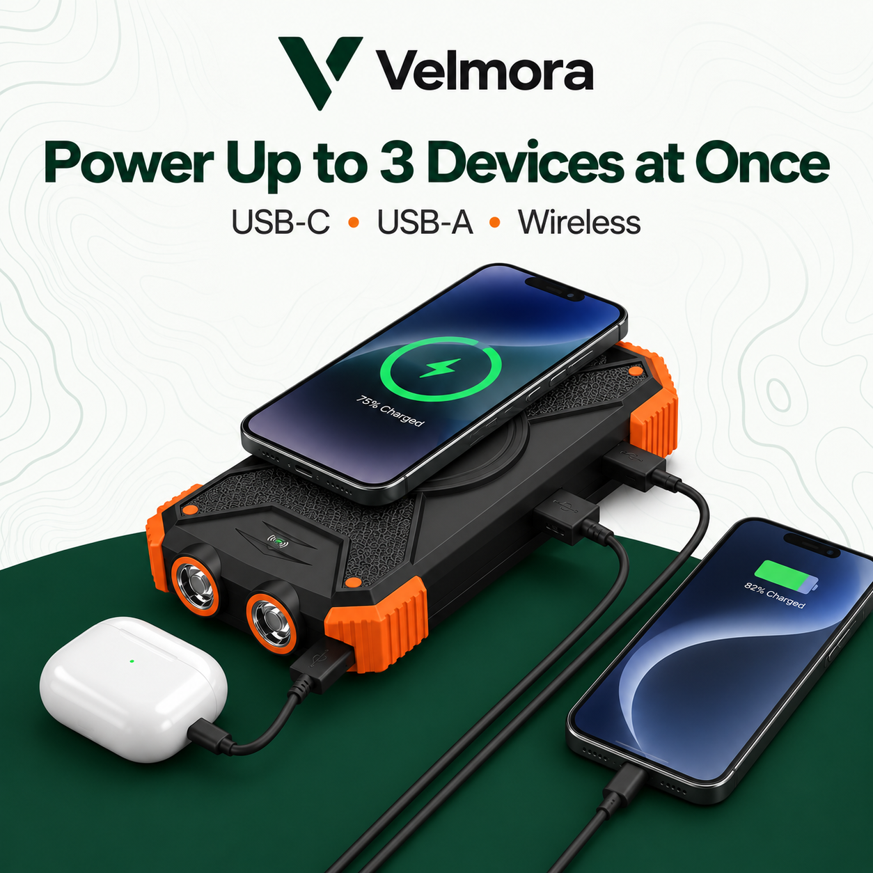 VELMORA™ Emergency Solar Power Bank