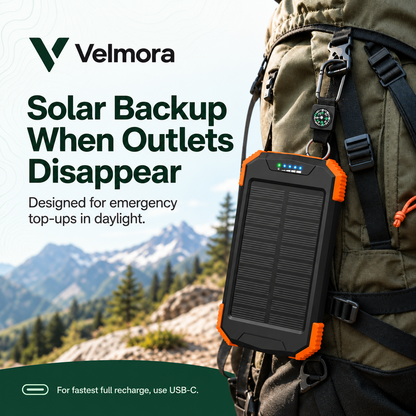 VELMORA™ Emergency Solar Power Bank
